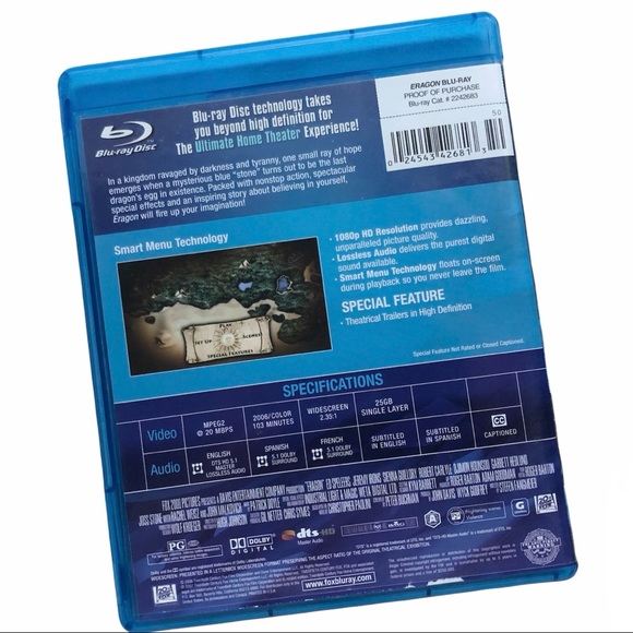 Blu-Ray ERAGON movie EUC High Definition Fantasy HD - Picture 2 of 3